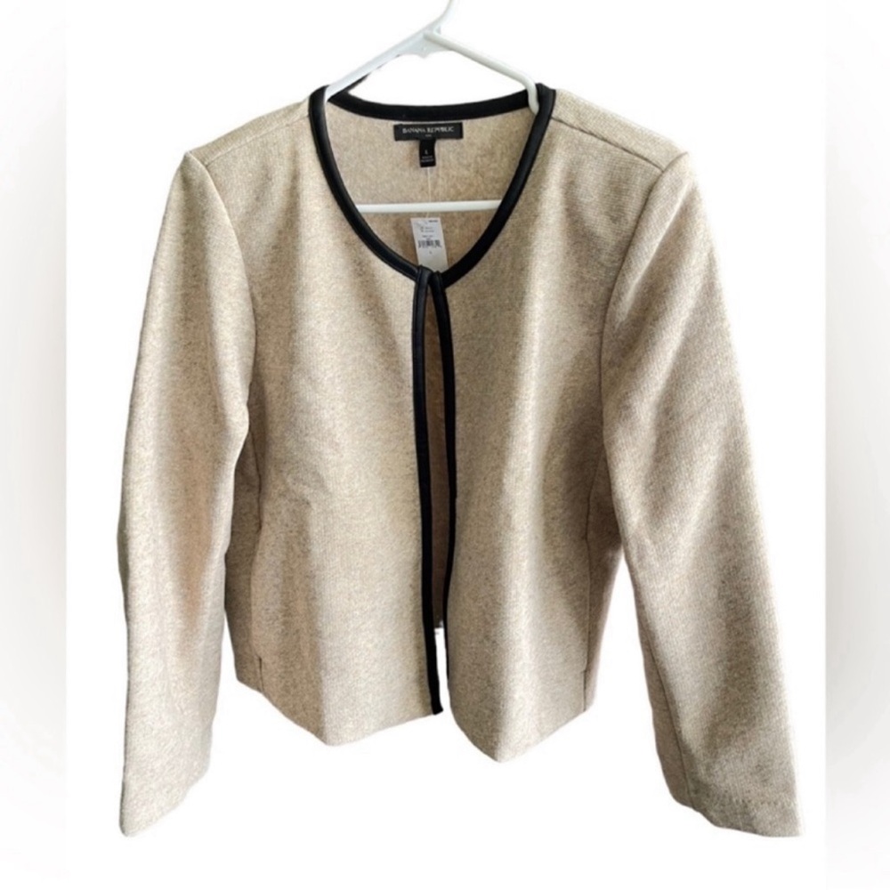 BANANA REPUBLIC Leather Trim Blazer- Removed tag to wear but just too large